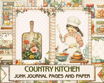 Páginas de diario basura de Country Kitchen, álbumes de recortes, libros de cocina, collages, imprimibles, efímeras