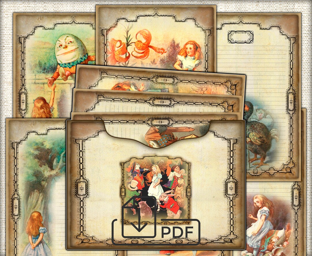 Alice in Wonderland Stationary Letter Writing Set,digital Pocket ...