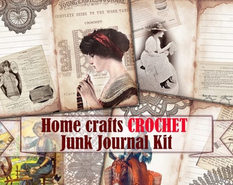 CROCHET Junk Journal kit, pages de collage d'images d'artisanat à la maison