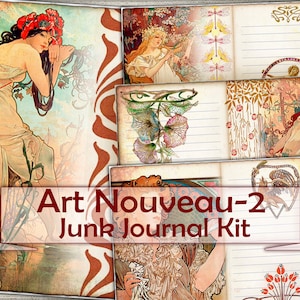 Art Nouveau-2 Junk Journal Printable Pages,Vintage picture collage