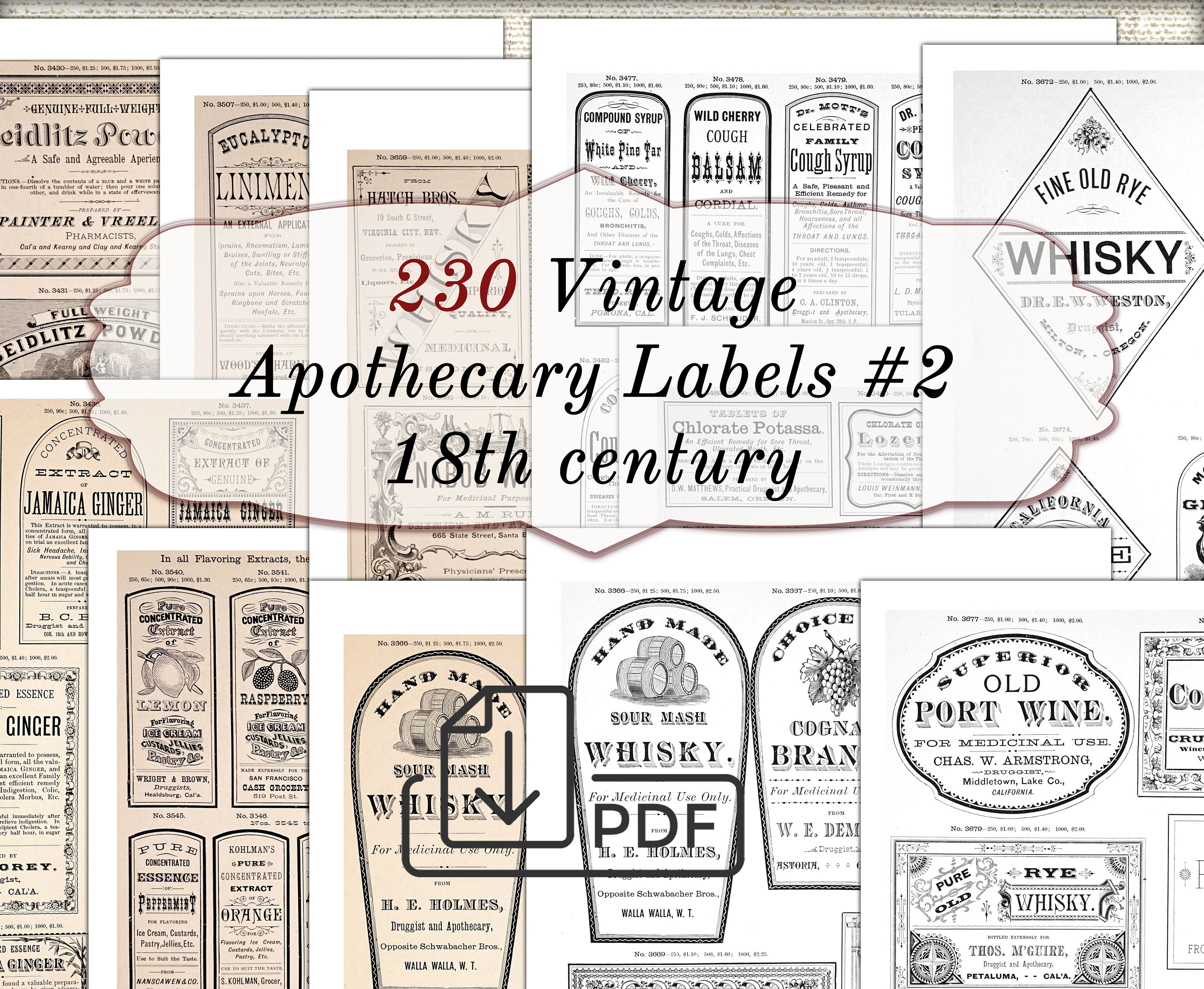 Old pharmacy labels - Etsy 日本