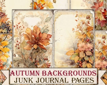 Autumn Blank background junk journal Pages,fall background printables-2