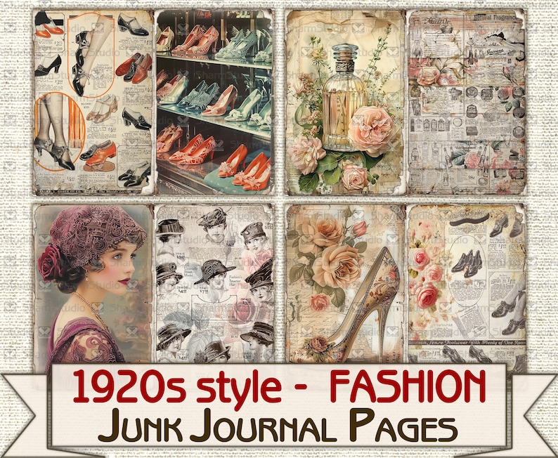 Vintage Fashion Junk Journal Kit 1920s Style, Collage Sheets Printables ...