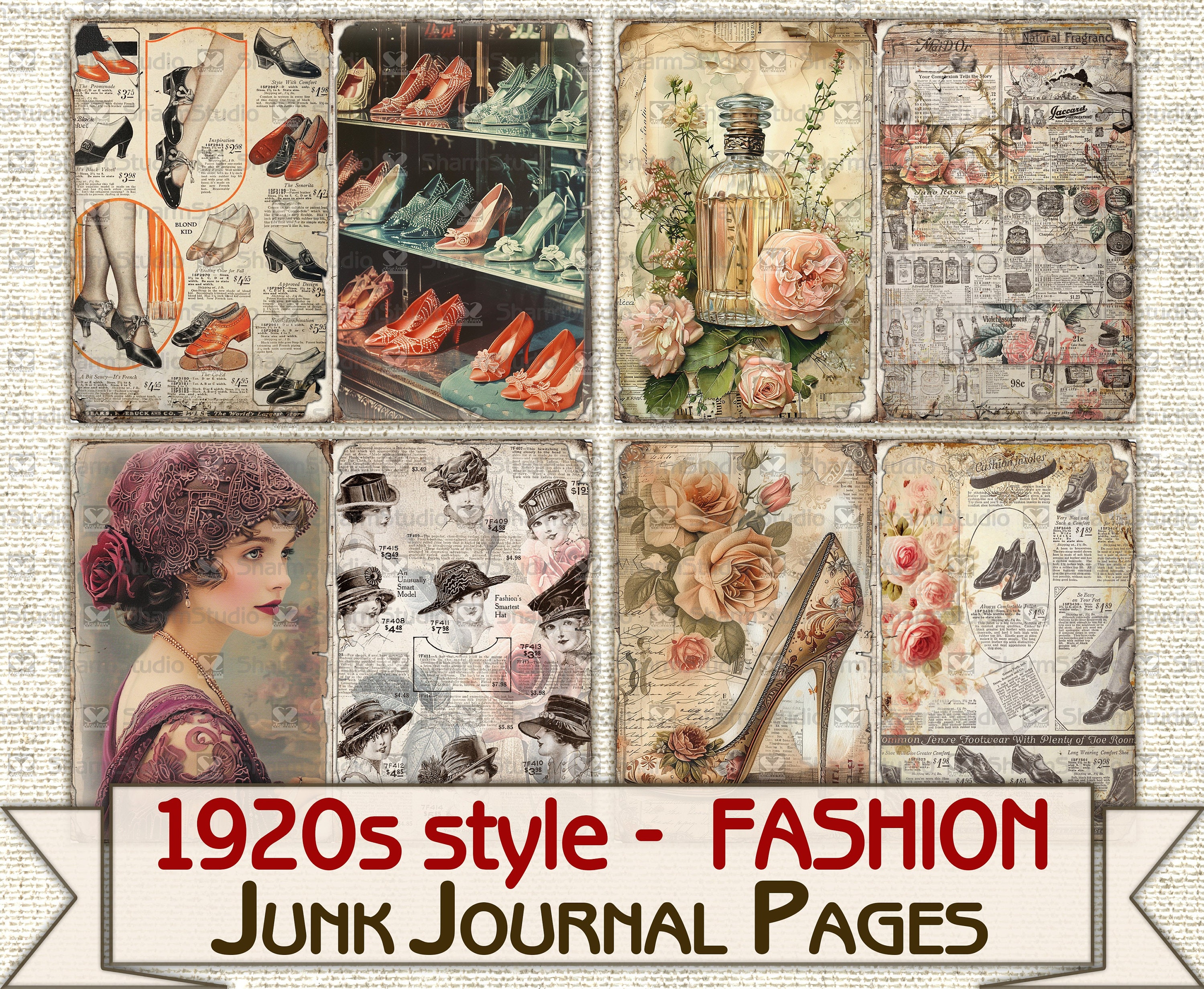 Vintage Fashion Junk Journal Kit 1920s Style, Collage Sheets Printables ...