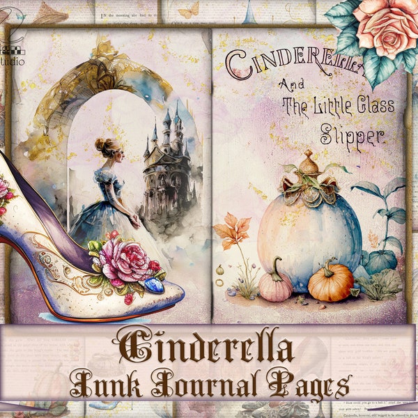 Digital Fairy Tale Kit Junk Journals page printables,picture collage,Sheet Download Cinderella