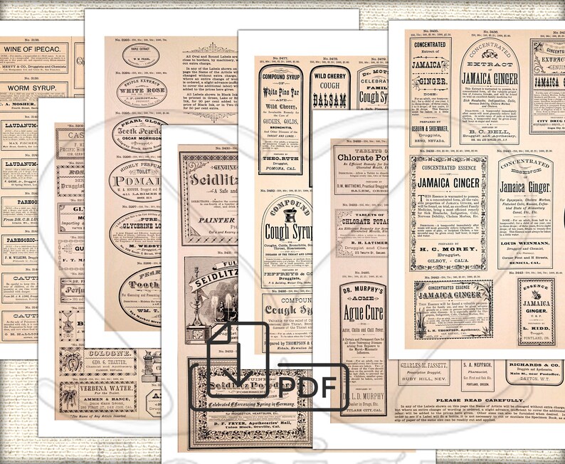 230 Vintage Apothecary Printable Old Ephemera Labels 2 18th - Etsy