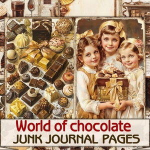 Vintage schoko junk Journal, Basteln Kochbuch Seiten Scrapbooking Collage printables