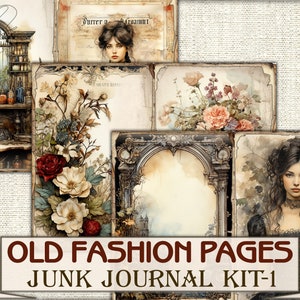 Old Fashion Victorian Lady Junk Journal Kit Part 1, Collage Sheets ...
