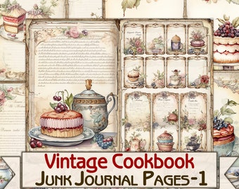 Journal de bordel de livre de cuisine vintage, pages de cuisine imprimables, vieux livre de recettes imprimables-1