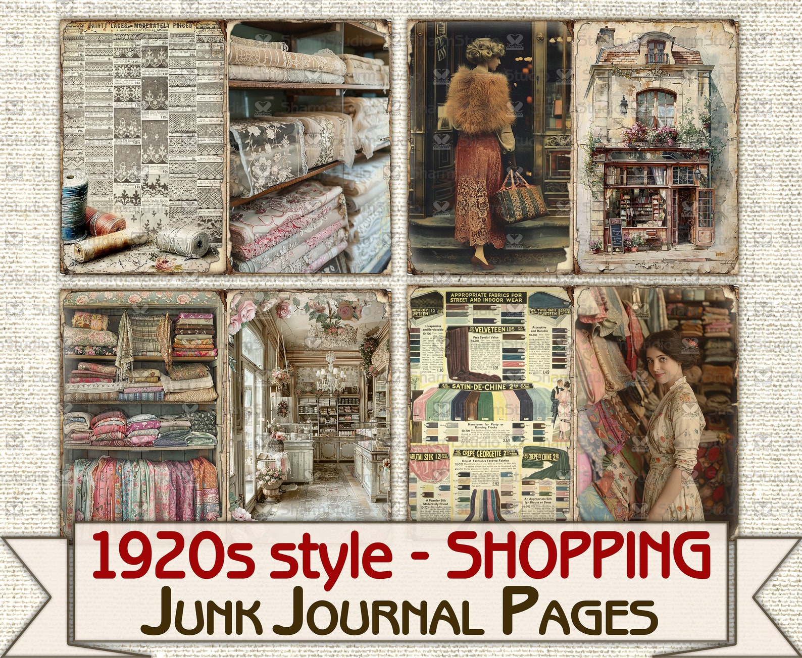 Vintage Fashion Junk Journal Kit 1920s Style Sewing Shopping,collage ...