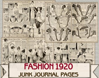 昔ながらのジャンクジャーナルページ、レトロファッション 1920 年代の