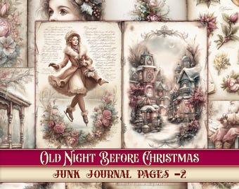 Old Victorian Christmas Junk Journal Pages,Printable Collage Paper The Night Before Christmas-2