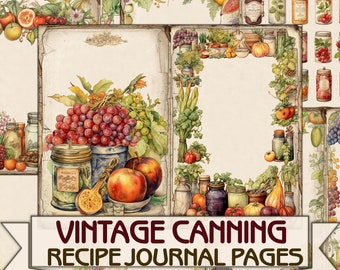 Vintage Cookery Recipe food junk journal,canning cookbook Pages recipe templates printables