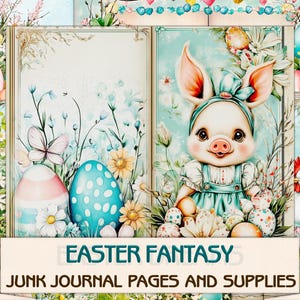 Ostern Fantasy Junk Journal Kit, Printables digitale Papiere und Zubehör