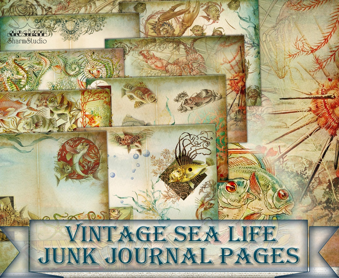 Vintage Sea Life Junk Journal Pages,marine Printable Kit,ocean Life ...