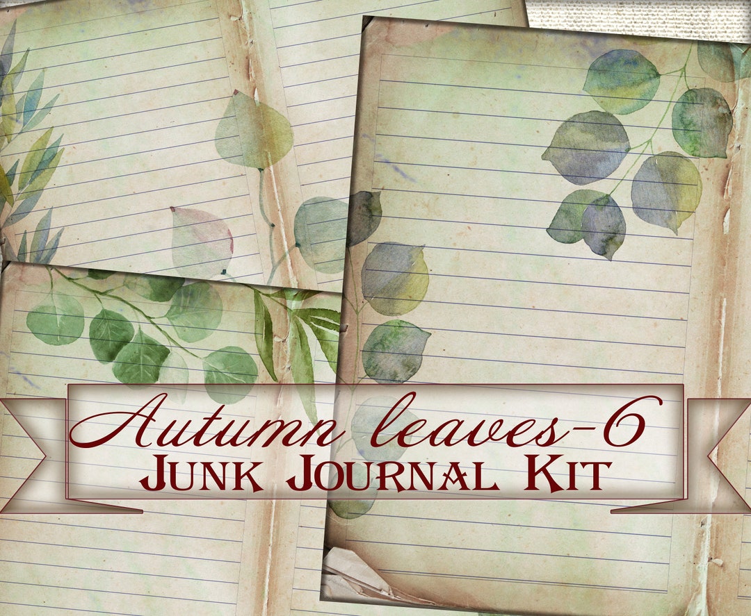 Printable Junk Journal Kit Autumn Digital Paper Leaves-6,collage ...