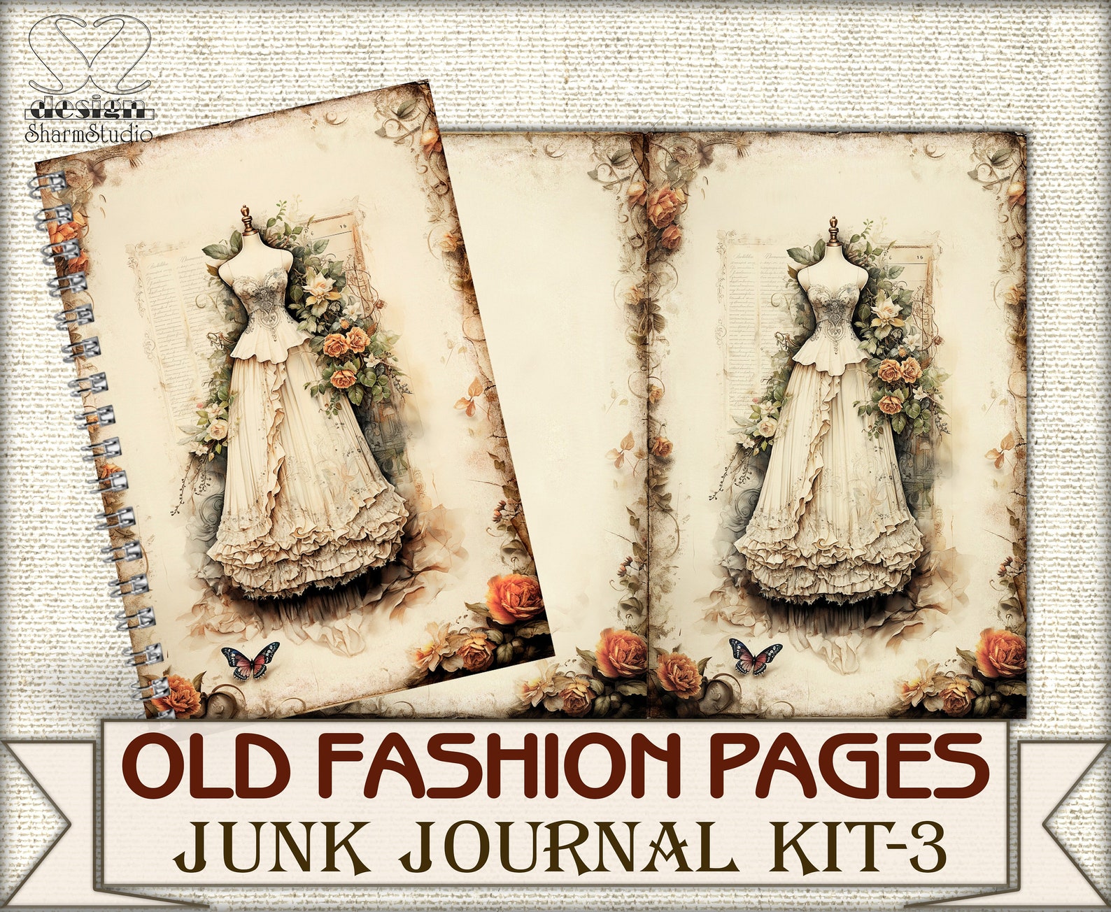 Old Fashion Victorian Lady Junk Journal Kit Part 3, Collage Sheets ...