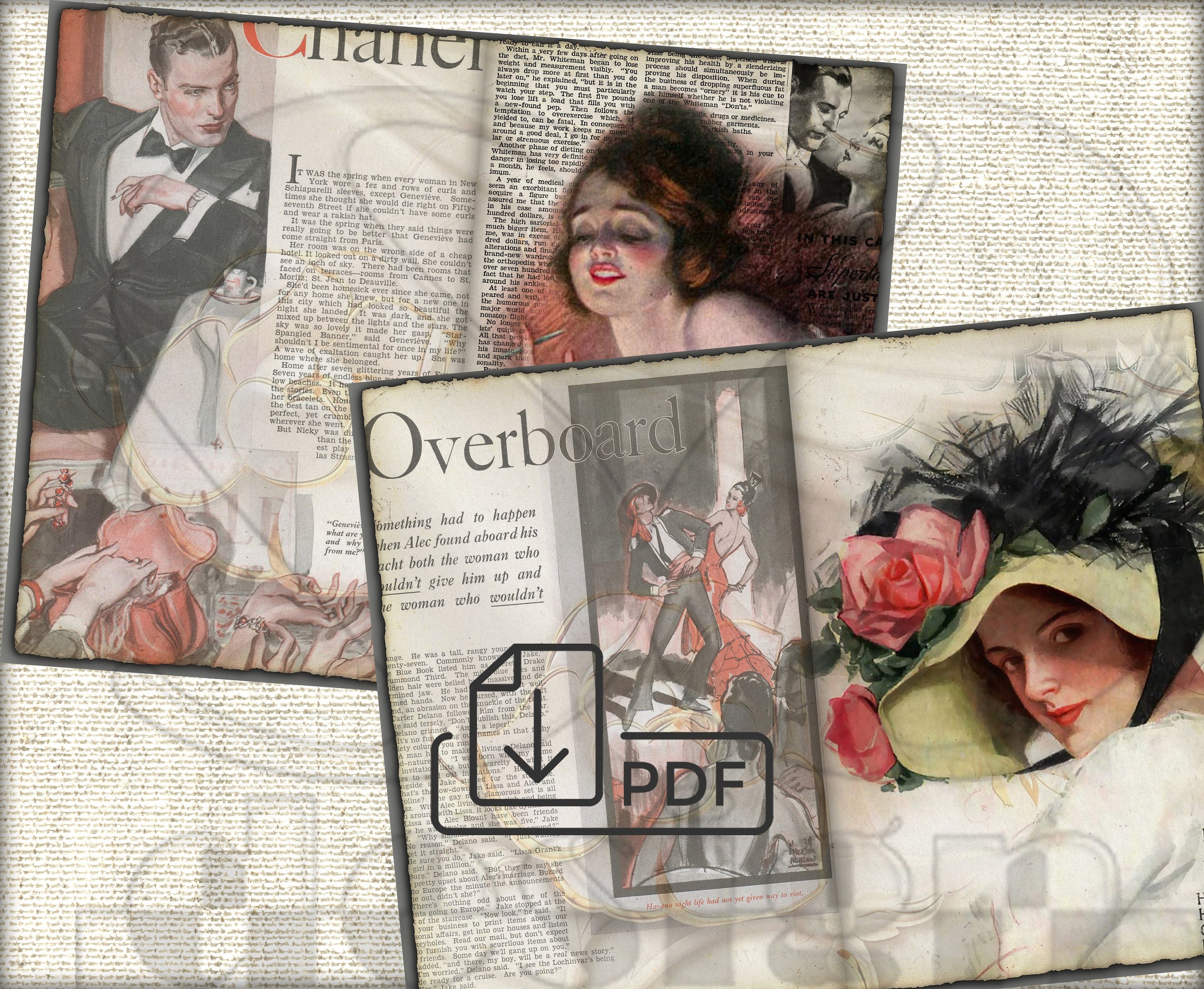Junk Journal Printable Collage Pages Vintage Fashion Ladies 1930s - Etsy