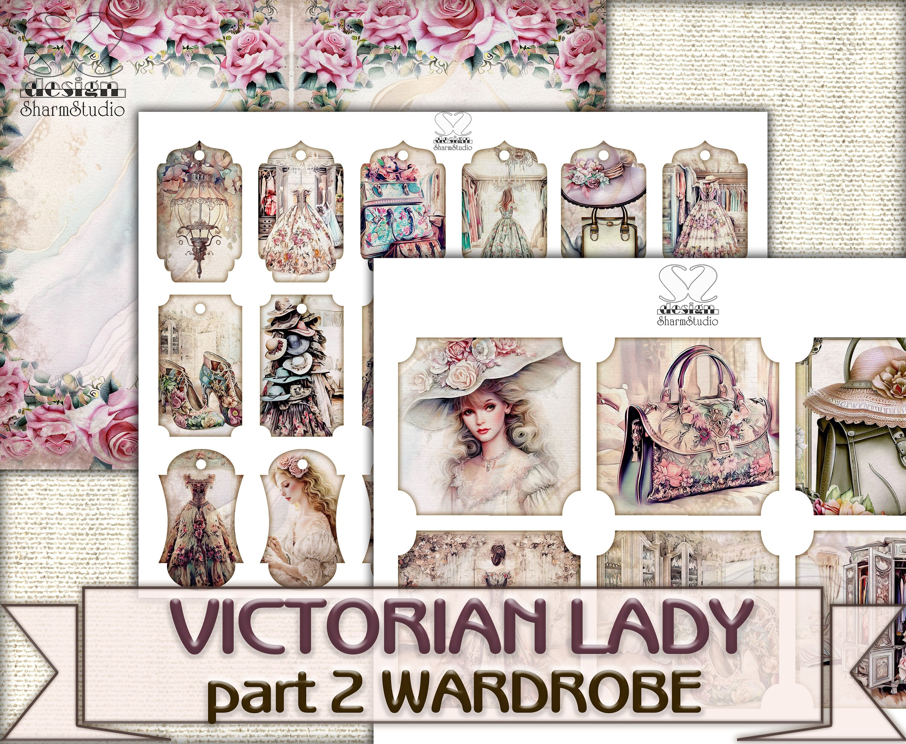 Vintage Beauty Victorian Lady Junk Journal Kit Part 2 WARDROBE, Collage ...