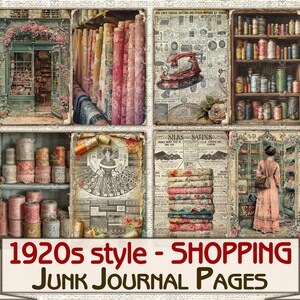 Vintage Fashion Junk Journal Kit 1920s Style Sewing Shopping,collage ...