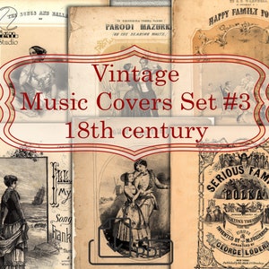 Vintage oude muziekcovers set #3, afdrukbaar bladmuziekpapier 18e eeuw