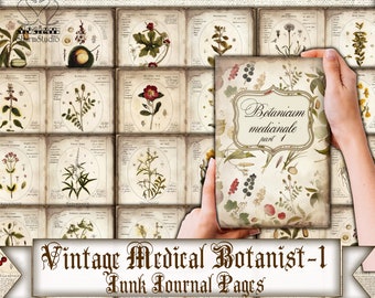 Vintage medicinal botany-1 junk journal Pages,herbal plants Instant Download
