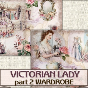 Vintage Beauty Victorian Lady Junk Journal Kit Part 2 WARDROBE, Collage ...