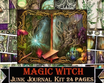 Magic Witch Junk Journal Kit,Esoteric pages,grimoire Digital Collage Sheets