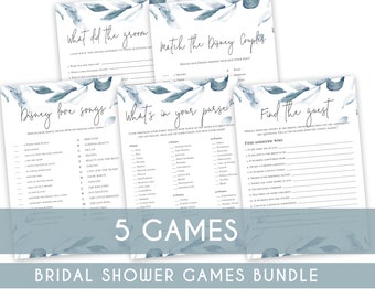 Blue Bridal Shower Game Bundle, Bridal Shower Games Printable, Bridal Shower Game Idea, Bridal Shower Instant Download, Bridal Guest
