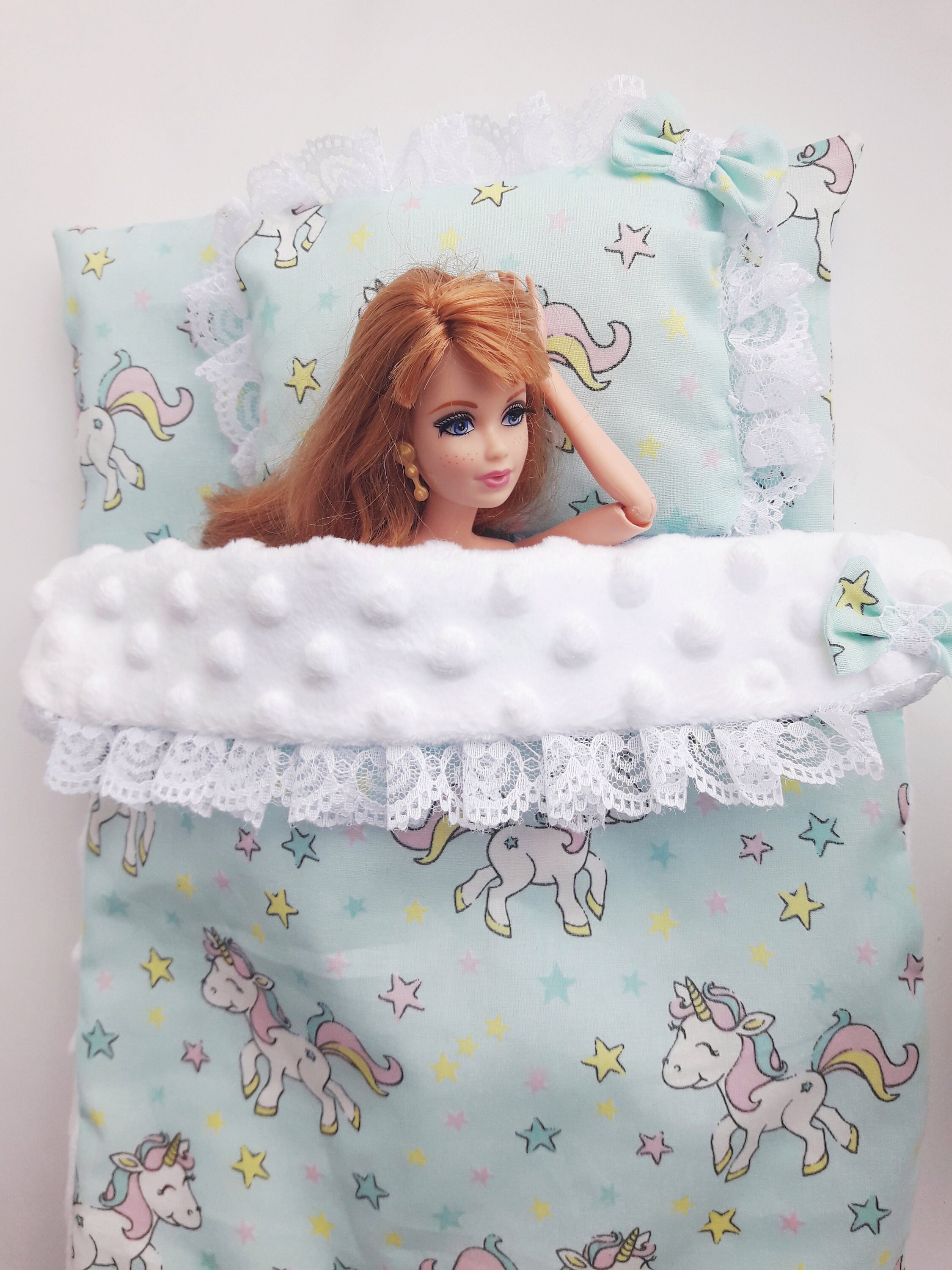 Barbie bedding set. Pillow blanket and mattress for dolls Etsy
