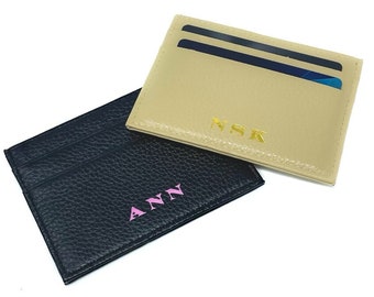 Leather Card Holder - Monogram and Hot Stamp - Made With Premium Grain Leather - Add Your Initials - Perfect For A gift - Wallet