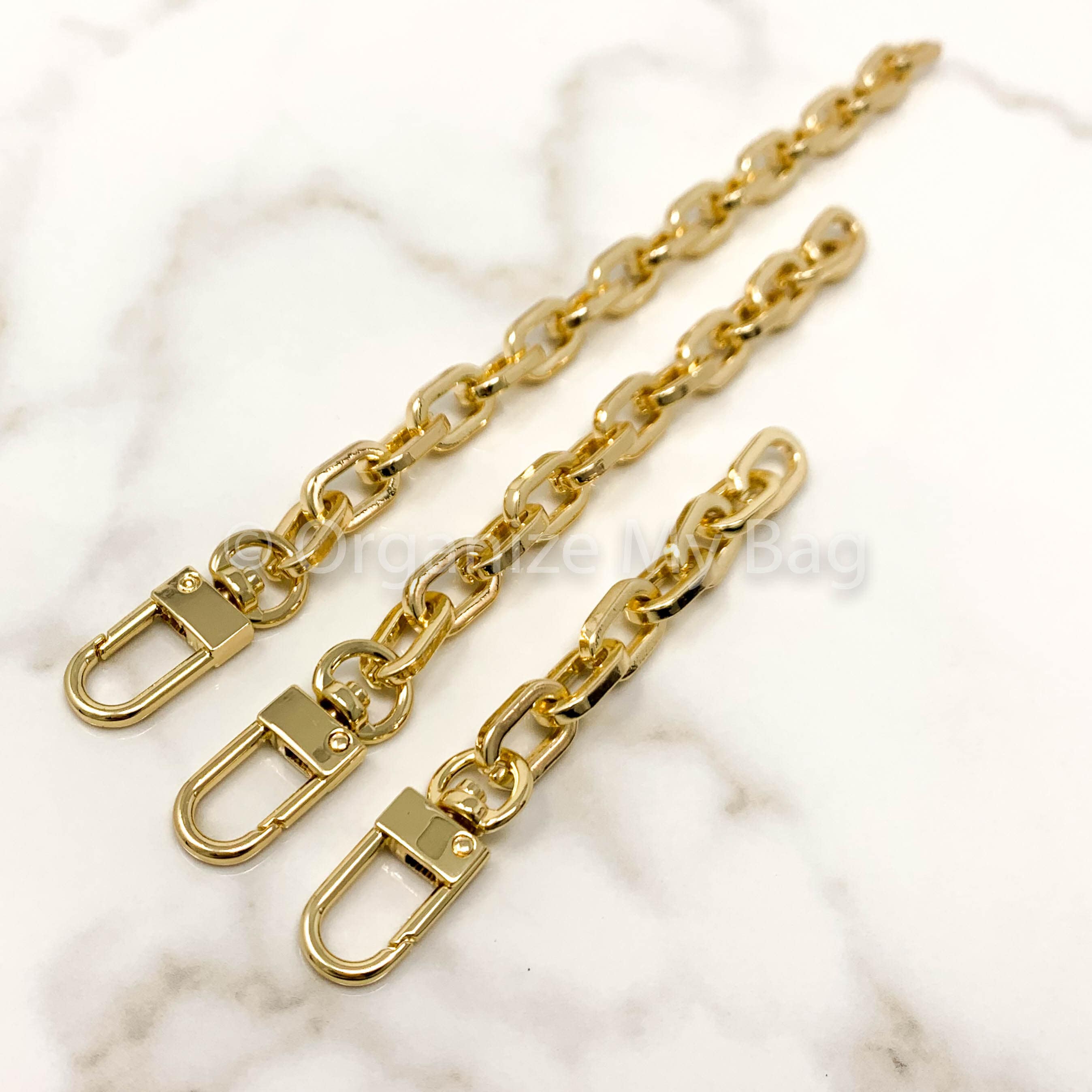 Strap Extender or Key Tether Fancy Cuban Link Chain With Swivel