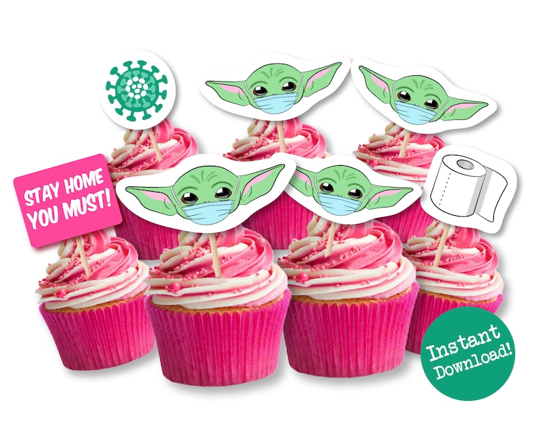 Baby Yoda Cupcake Toppers Baby Yoda Quarantine Cupcake Etsy Baby Yoda Cupcake Toppers Baby Yoda Quarantine Cupcake Etsy