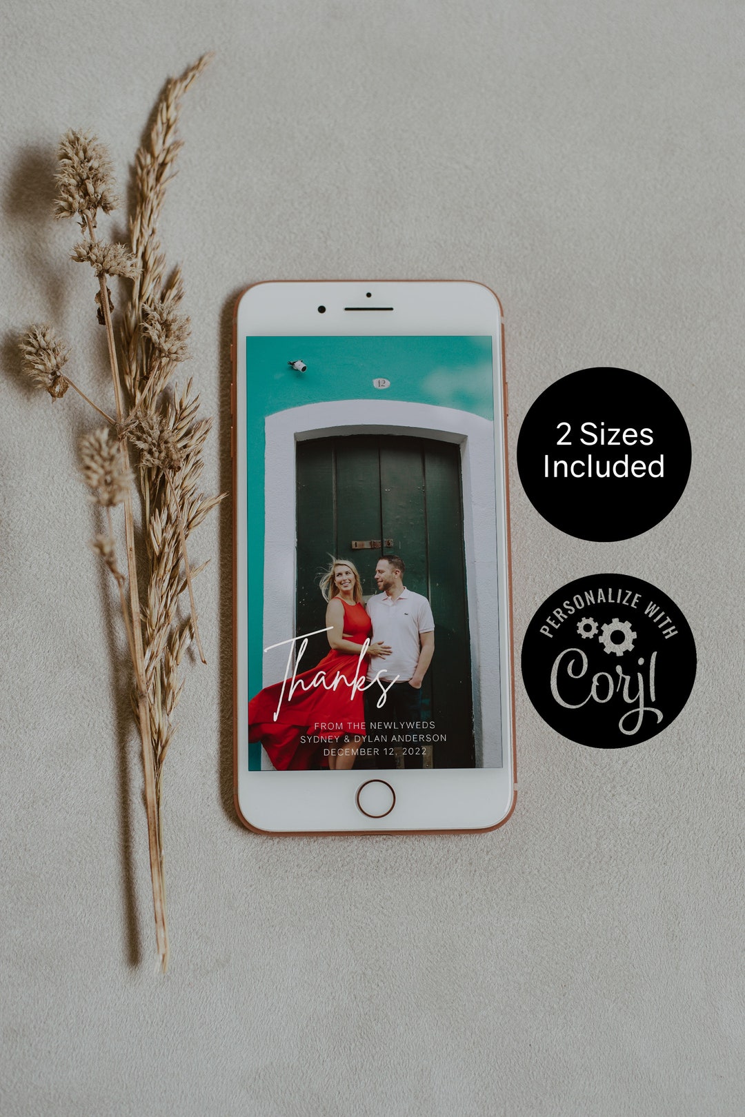 Electronic Thank You Card, Text Message Invitation, Wedding Thank You