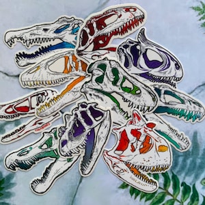 Dinosaur Skulls - Carnivores - High Quality Clear Vinyl Stickers - Choose Your Own!