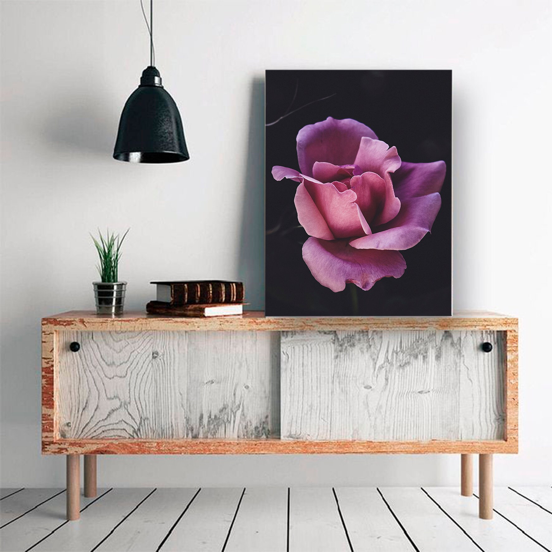 Pink rose print Floral Wall Art Etsy