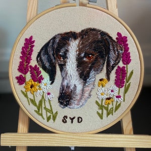 CUSTOM Embroidered Pet Portrait Minimalistic | Watercolor Portrait | Hand Embroidered | Memorial | Wall Decor | Personalized Gift | Wall Art