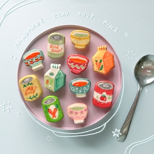 Handmade Soup Clay Pins image 1