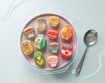 Handmade Soup Clay Pins