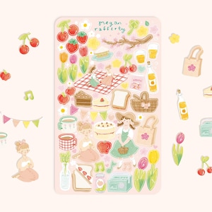 Spring Picnic - Stickersheet | Matte Vinyl Stickers for journalling, planners, deco