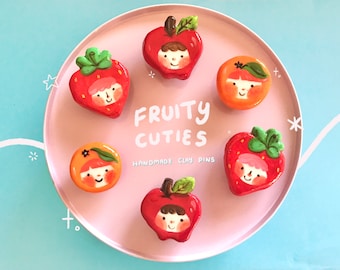 Fruity Cuties - Handmade Fruit Clay Pins