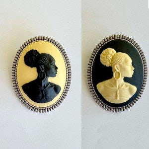 Black, Ivory or Brown Cameo Silver Plated Fashion Brooch #2