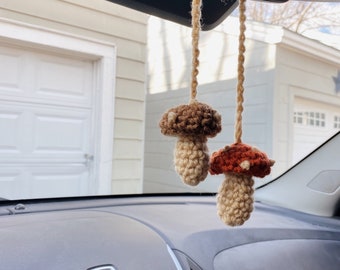 Mushroom Car Charm | Mushroom Decor | Crochet Mushrooms | Cottagecore Car Decor