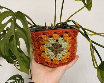 Plant Pot Cover | Crochet Pot Cover | Boho Plant Decor | Granny Square Plant Cover