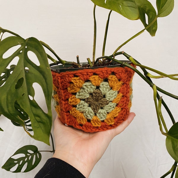 Plant Pot Cover | Crochet Pot Cover | Boho Plant Decor | Granny Square Plant Cover