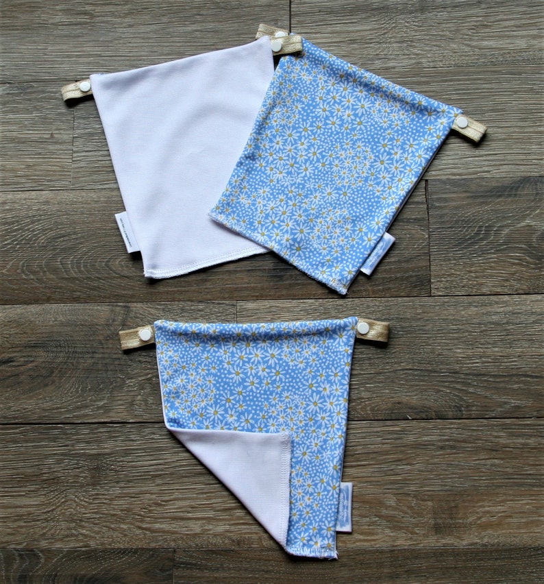 Reversible Neckline Insert Instant Camisole Modesty Panel Blue Ditsy Daisies White Solid Cami Cover