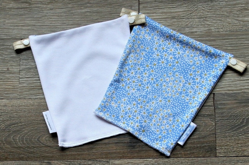 Reversible Neckline Insert Instant Camisole Modesty Panel Blue Ditsy Daisies White Solid Cami Cover