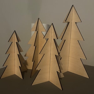 Archivo de corte láser de árboles en pie 3D. Diseño de abedul báltico de 1/8 de pulgada. En varios tamaños: 6, 7, 8, 10 pulgadas. Tipo de archivo SVG: ¡solo digital!