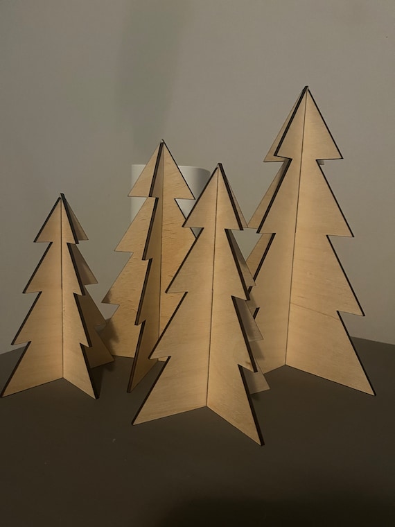 3D Standing Trees Laser Cut File. 1/8 Inch Baltic Birch Design. In Multiple Sizes - 6, 7, 8, 10 inch. SVG File Type - Digital Only!