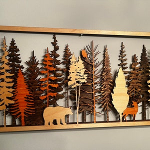 Layered Forest Design for Laser Cutting - 2 Separate Designs 4 Panels Each (Animals/Trees Only) Resizable - SVG Only Not a Physical Product